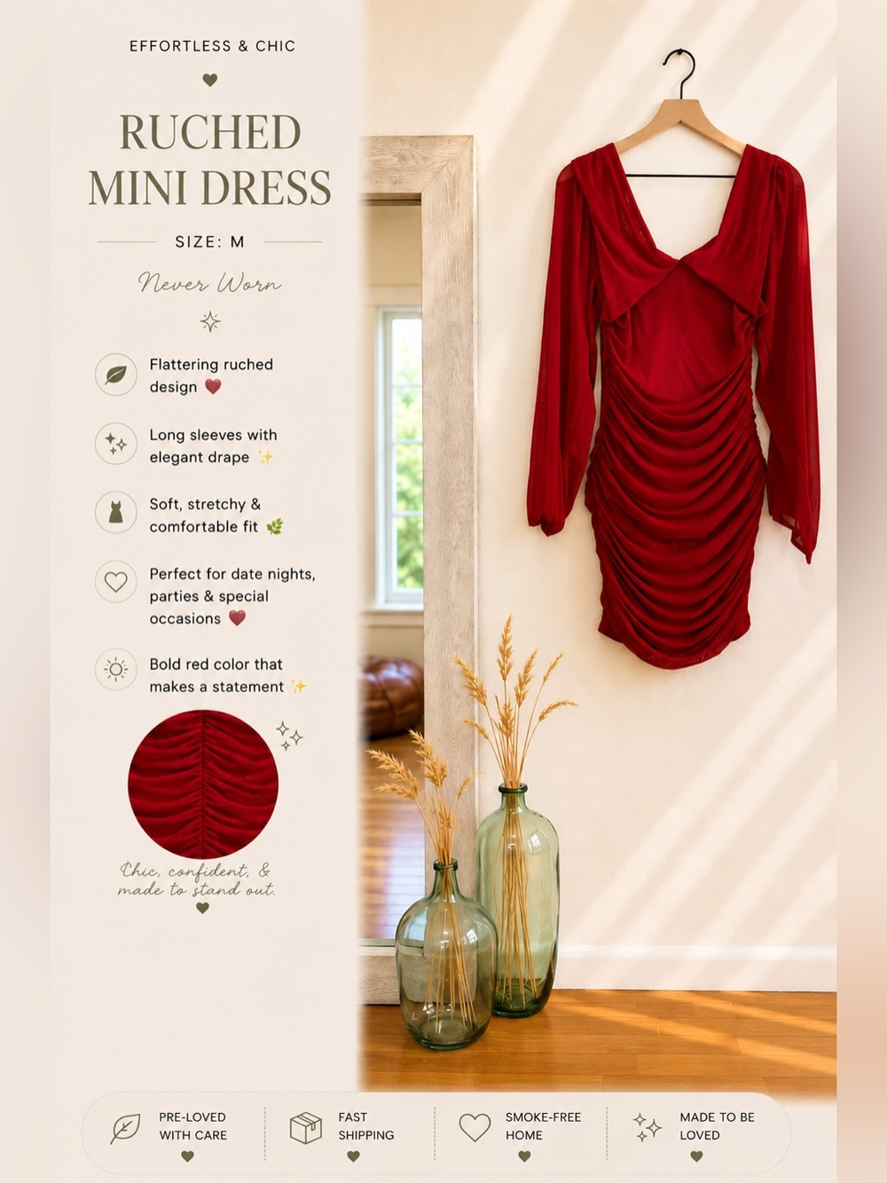 ❤️ SHEIN Ruched Mini Dress ❤️
